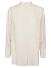 Zanone Mandarin Collar Linen Shirt With Button-down Front In White