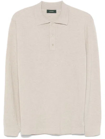 Zanone Marl-knit Polo Shirt In Neutrals