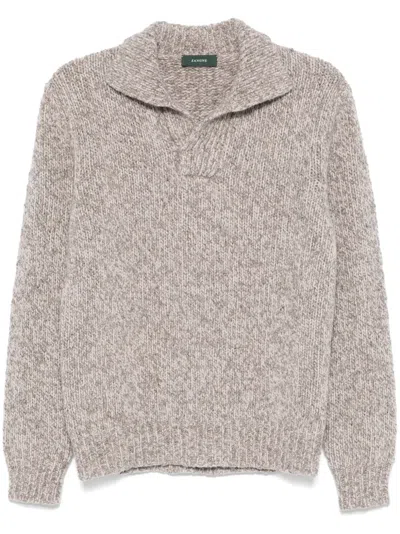 Zanone Marl-knit Sweater In Brown