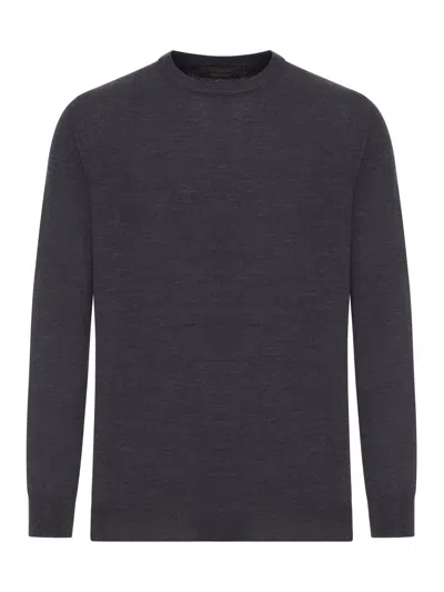 Zanone Melange Effect Wool Sweater In Black