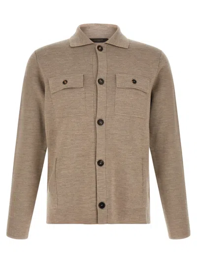 Zanone Men Beige Button-up Cardigan In Neutral