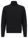 Zanone Men Black Solid Turtle Neck Sweater In Multi