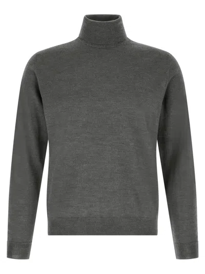 Zanone Men Grey Turtle Neck Sweater In Multi