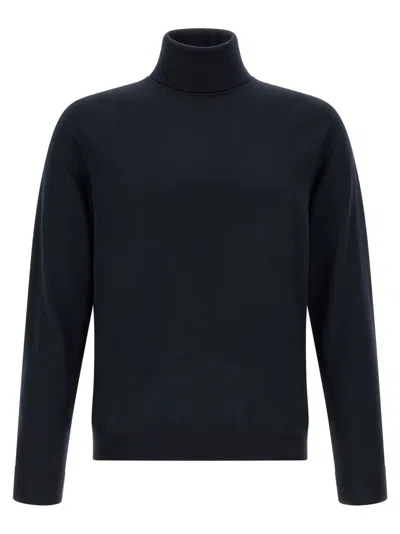 Zanone Virgin Wool Turtleneck Sweater In Blue