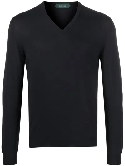 Zanone V-neck Jumper In Black