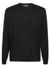 Zanone Minimalist V-neck Wool Sweater With Relaxed Fit In Black