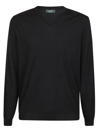 ZANONE ZANONE MINIMALIST V-NECK WOOL SWEATER WITH RELAXED FIT