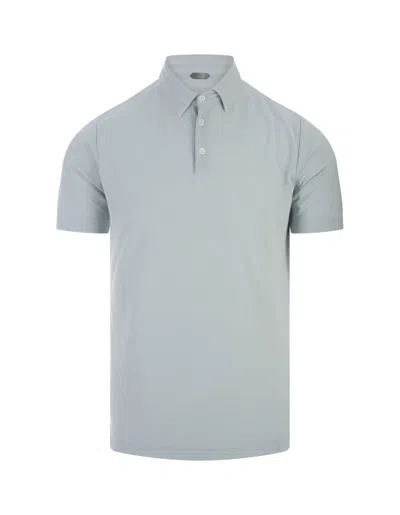 Zanone Mint Cotton Short-sleeved Polo Shirt In Blue