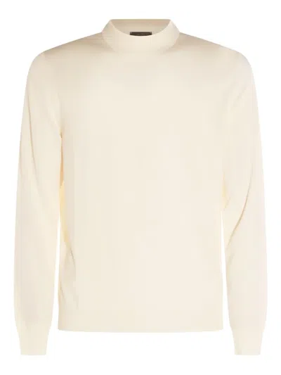 Zanone Mock-neck Ribbed Sweater In Neutral
