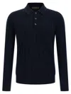 Zanone Cable-knit Button-placket Polo Shirt In Blue