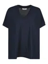 Zanone V-neck Cotton T-shirt In Navy Blue