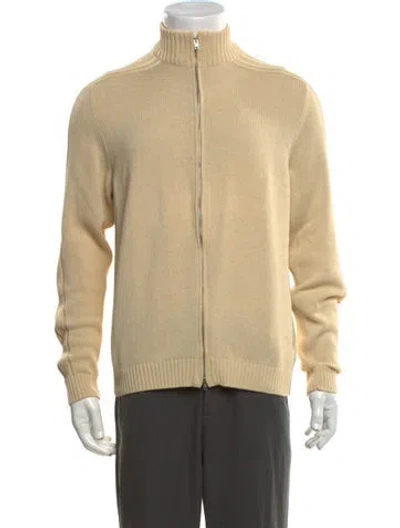 Pre-owned Zanone Open Front Long Sleeve Cardigan In Yellow