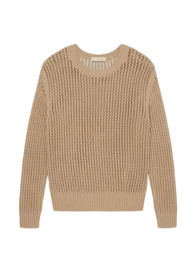 Zanone Open-knit Cotton Sweatshirt In Brown