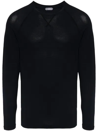 Zanone Crew Neck Lightweight Sweater In Black