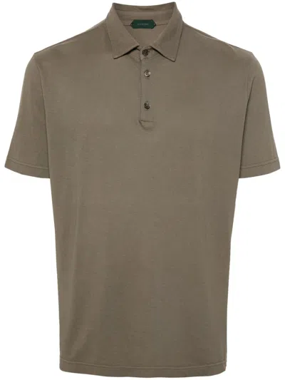 Zanone Piqué-weave Polo Shirt In Green