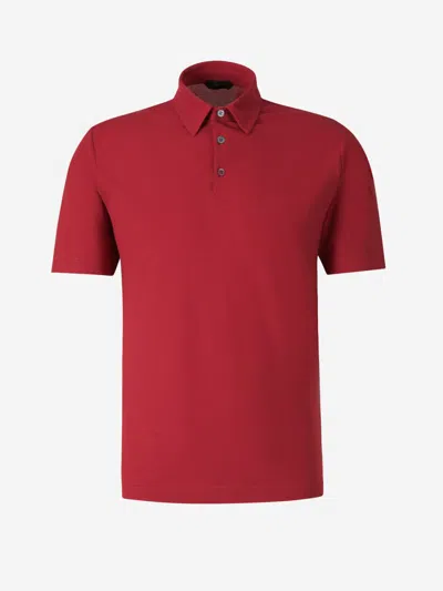Zanone Short-sleeve Cotton Polo Shirt In Red