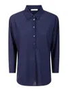 Zanone Indigo Blue Polo Shirt With Half-length Button Placket In Blue
