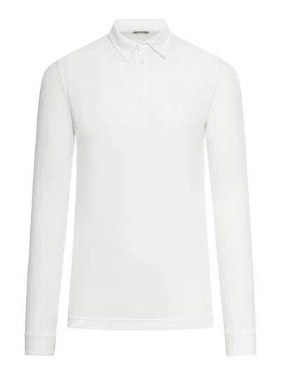 Zanone Long Sleeves Polo Shirt With Button-down Collar In White