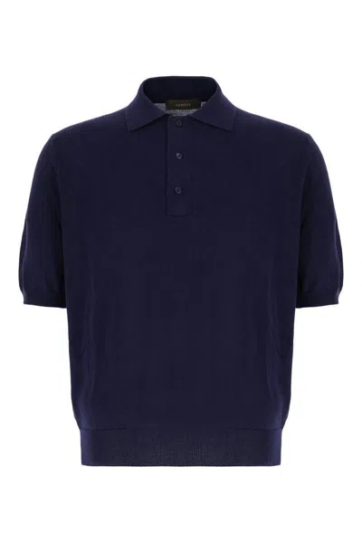 Zanone Navy Blue Cotton Polo Shirt
