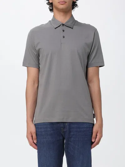 Zanone Cotton And Silk Polo Shirt In Gray