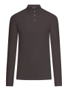 Zanone Brown Ice Cotton Long-sleeved Polo With Classic Collar In Brown