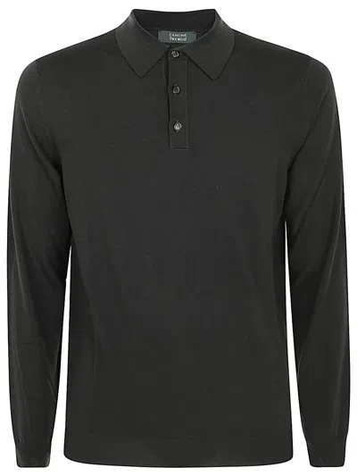 Zanone Slim Fit Long Sleeves Polo Collar In Green