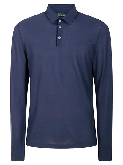 Zanone Polo Ls In Blue Ink