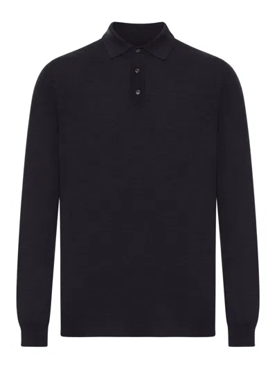 Zanone Polo Shirt In Fine Combed Wool In Burgundy