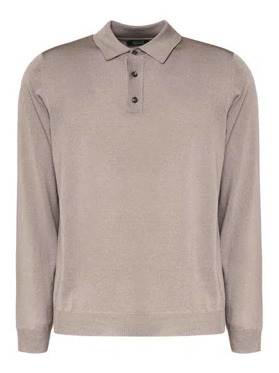 Zanone Polo Shirt In Wool Knit In Beige