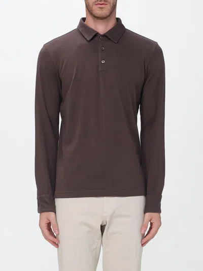 Zanone Polo Shirt Men Color Ebony In Brown