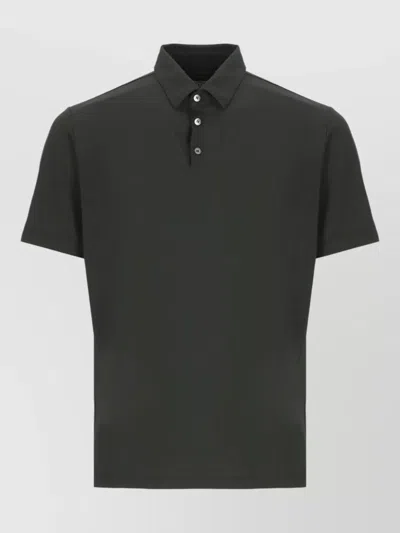 Zanone Polo Shirt Straight Cut Short Sleeves Collar In Gray