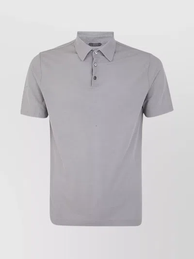 Zanone Polo Shirt With Collar And Short Sleeves In Gray