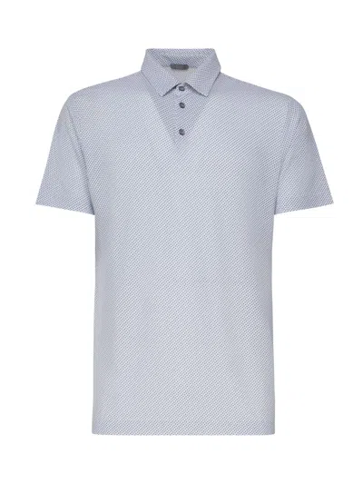 Zanone Polo Shirt With Geometric Print In Blu