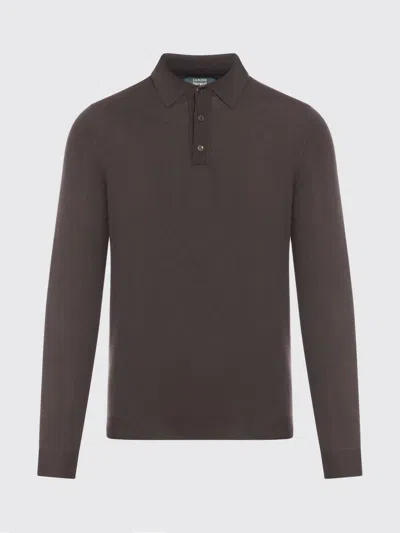 Zanone Polo Shirt  Men Color Brown In Animal Print
