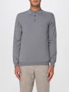 Zanone Ribbed Collar Wool Polo Shirt In Gray