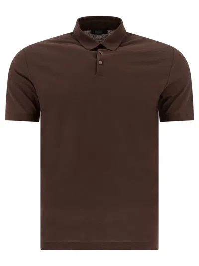 Zanone Collared Shirts With Short Sleeves In Brown