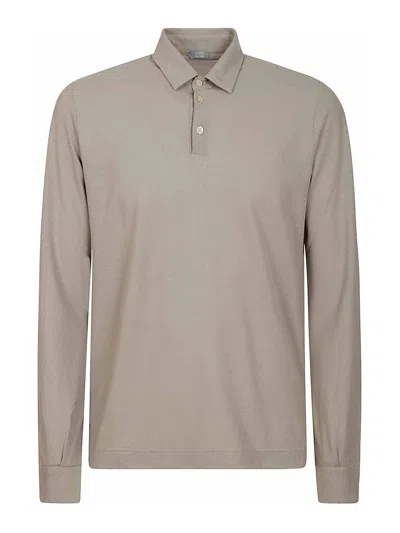 Zanone Cotton Polo Shirt In Taupe