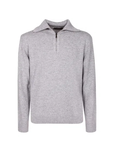 Zanone Quarter-zip Knitted Sweater In Purple