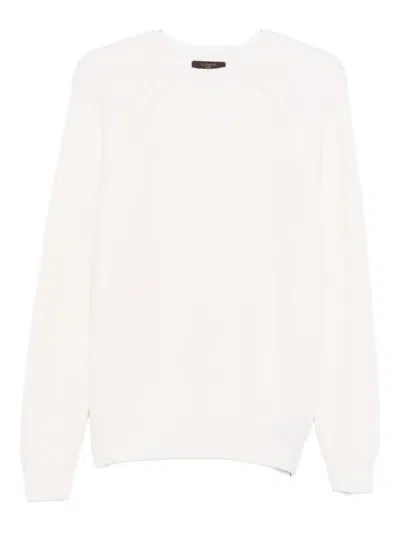 Zanone Raglan-sleeve Ribbed Sweater In White