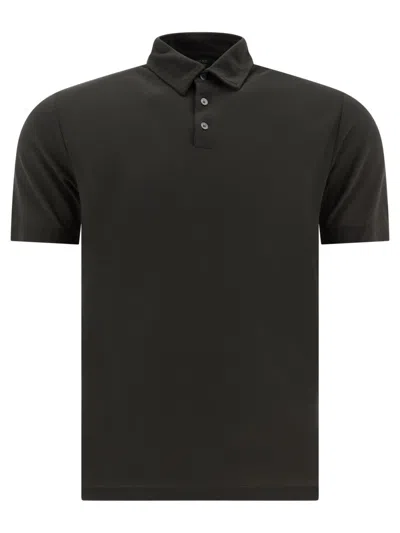 Zanone Refined Black Polo Shirt In Cotton-blend Fabric