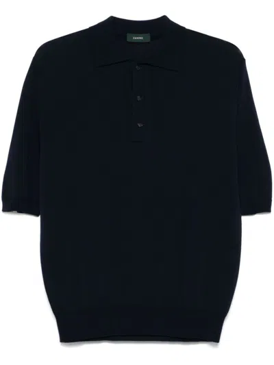 Zanone Relaxed-fit Cotton Polo With Classic Collar In Blue