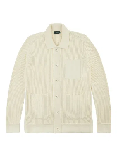 Zanone Ribbed Cardigan In Neutral