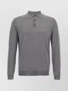 Zanone Ribbed Collar Wool Polo Shirt In Gray