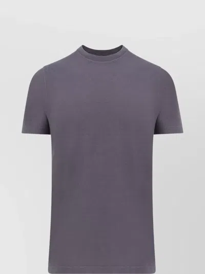 Zanone Ribbed Crew-neck Short Sleeve T-shirt In Purple