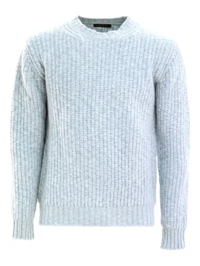 Zanone Ribbed Crew-neck Sweater In Blue