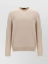 Zanone Ribbed Wool Crewneck Sweater With Cuffed Sleeves In Neutral