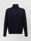 Zanone Turtleneck Wool Sweater With Turn-up Collar And Cuffed Sleeves In Blue