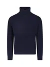 Zanone Ribbed Knit High-turtleneck Structured-texture Sweater In Multi