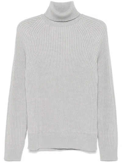Zanone Ribbed-knit Sweater In Grey