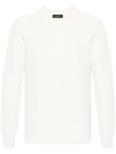 Zanone Ribbed-knit Sweater In White